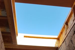 Only one part of the roof remains uncovered - the space left for the roof window over the stairs. It's a difficult feature to have in a passivhaus, as it will require careful attention to detail to get the insulation right, but it will bring a welcome bit of natural light into the lower stairwell.
