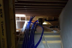 The final run of ducting to put in is for the guest bedroom air feed and the en-suite extract. These sit alongside the ducting for the main living room in the attic.