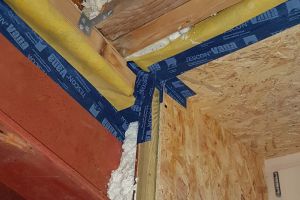 Keeping your eye on the 'airtight line' is tricky in areas like this - but judicious use of expanding foam and airtightness tape should do the job. We'll find out when we do the airtightness test....